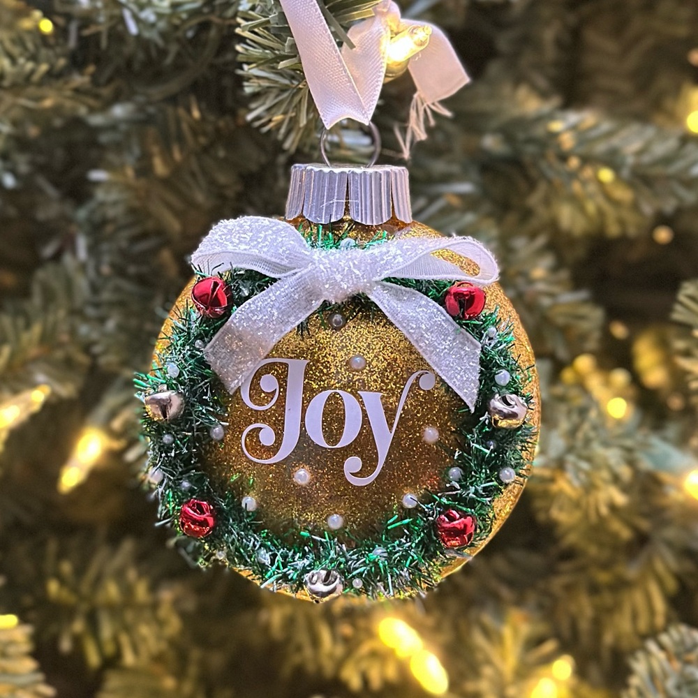 Festive Gold and Green Holiday Ornament
